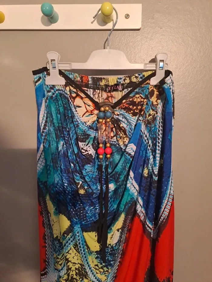 Robe bustier multicolore ton bleu - Marque Xinlai - Taille 40 - État neuf. - photo numéro 6