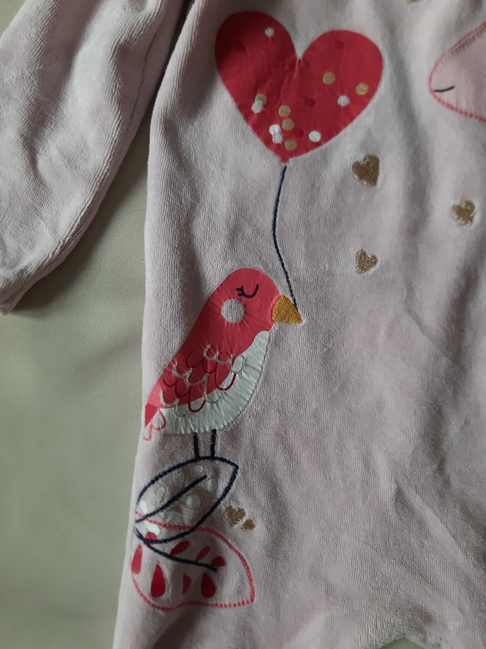 pyjama velours chaud 1 pièce fille - DPAM - girafe, oiseau - 24 mois - photo numéro 4