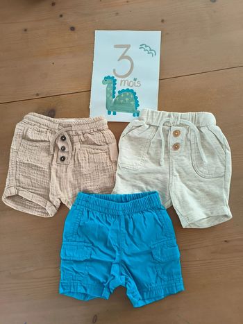 Lots de 3 shorts bébé garçon 3 mois