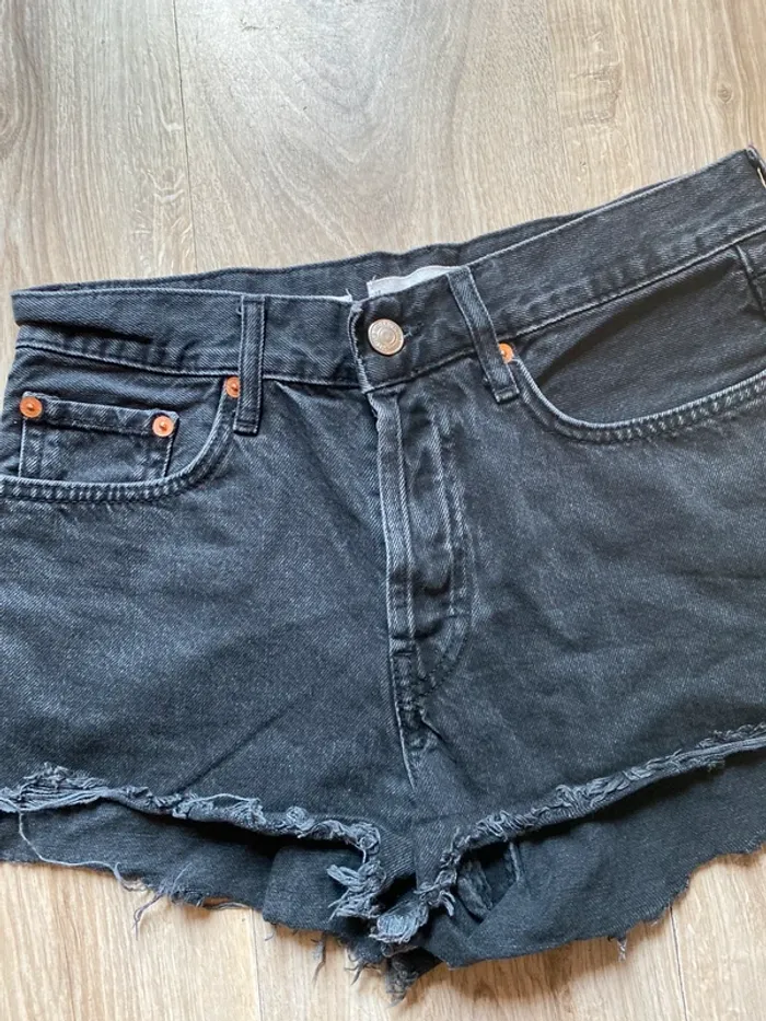 Short en jean noir mango taille s 36 - photo numéro 2