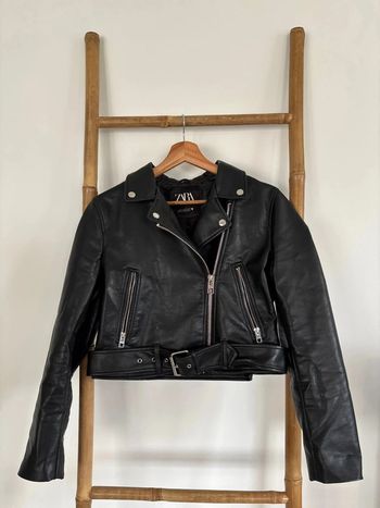 Veste en cuir noire Zara taille M