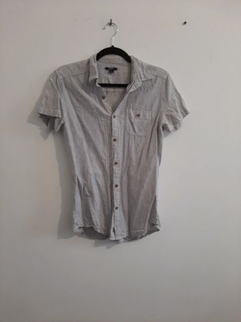 Chemise manche courte S blanche à rayure bleu