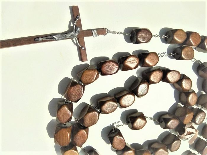 Croix chapelet ancien en bois grande dimension - photo numéro 5