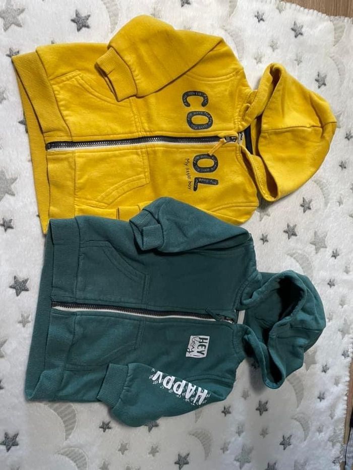 2 gilets à capuche tirette 6 mois