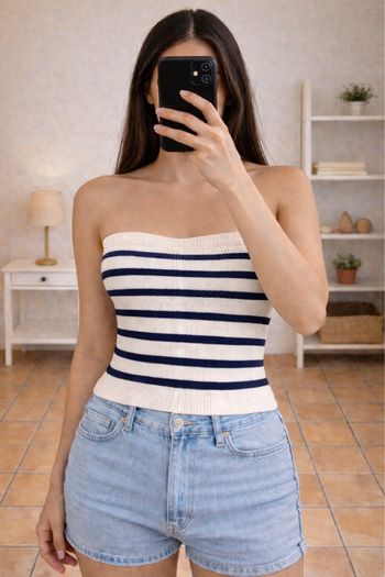 Crop top marinière xs bershka