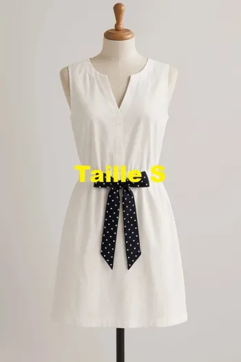 Robe blanche / crème nœud bleu marine à pois Vero Moda Taille S