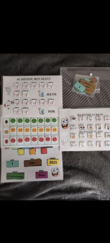4 fiches d'activité plastifiée pour votre enfant