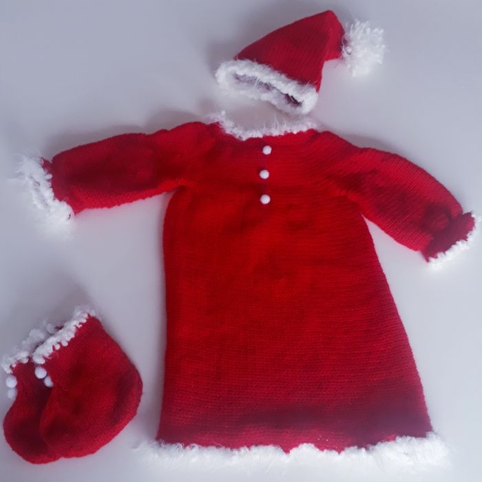 Robe bébé en laine crochet rouge noël 9-12 mois - photo numéro 3
