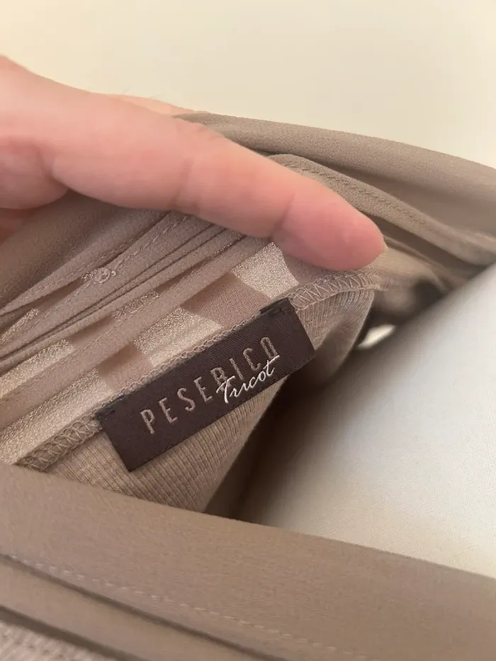 Peserico top haut blouse 2 en 1 beige et blanche taille fr 38 - photo numéro 7