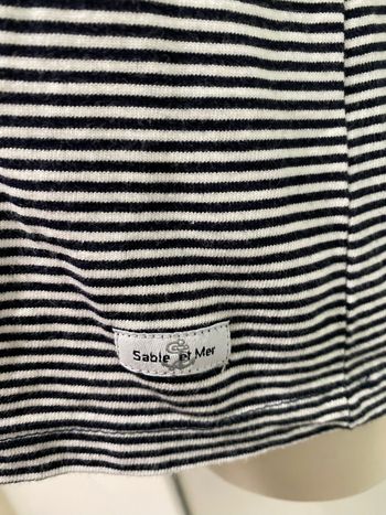 T-shirt style Marin taille 40 sable et mer bleue blanc