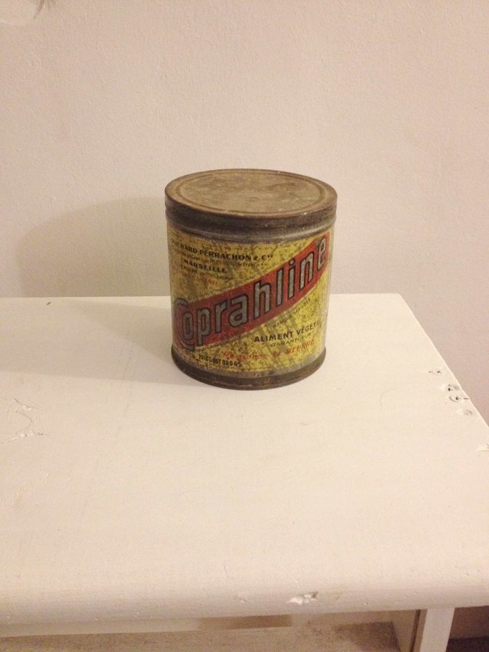 Ancienne boite publicitaire coprahline en métal pour collectionneur - photo numéro 2