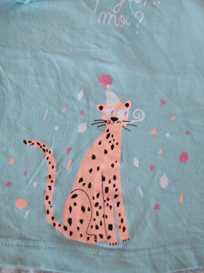 Tee shirt chemise manches courtes Fille 12 mois Espiègle Tigre 100% coton - photo numéro 5