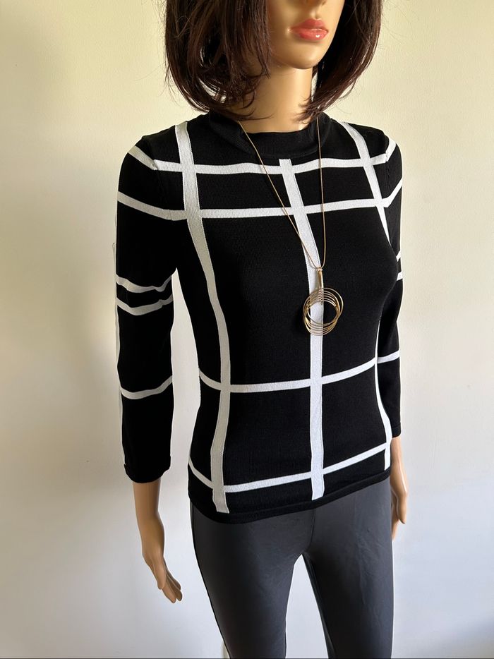 Pull noir et blanc avec manches 3/4 Morgan taille XS jamais porté - photo numéro 2