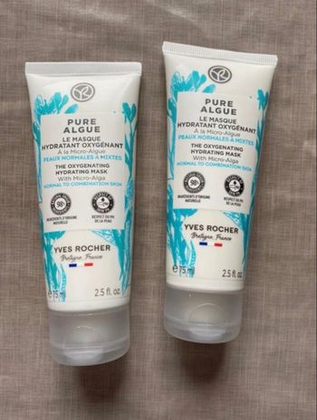 2 masques hydratant oxygénant pure algue Yves rocher 
