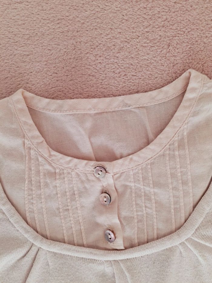 Pull manches courtes Cyrillus 3 ans rose clair effet chemisier - photo numéro 2