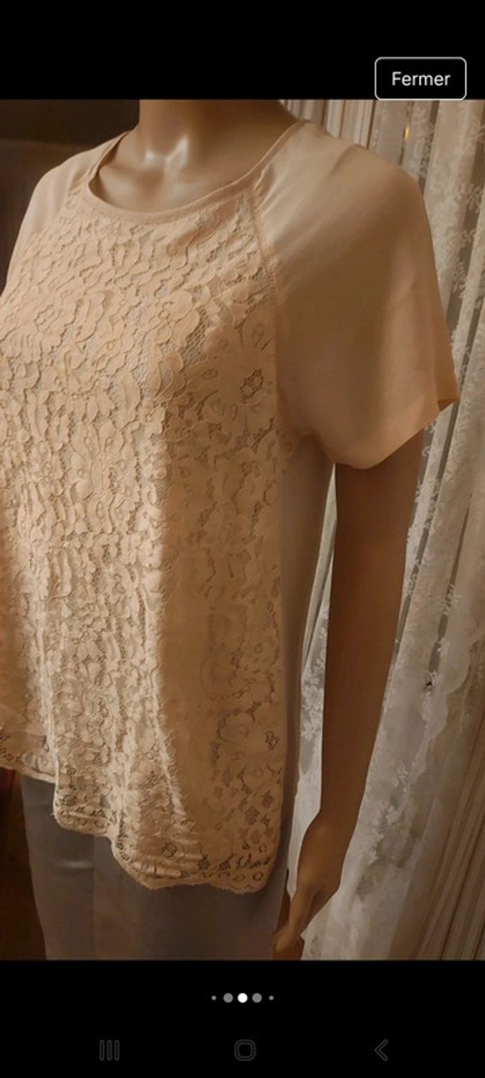 Jolie Blouse  100% soie rose pâle Gigue t 36 - photo numéro 6