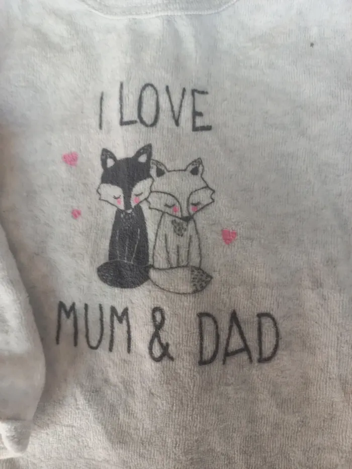 Pyjama gris "renards" in extenso 12mois 74cm - photo numéro 3