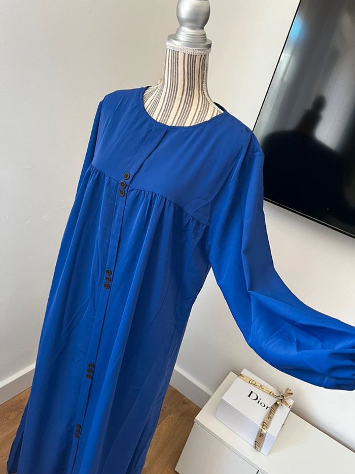 Abaya bleu boutonnée - photo numéro 7