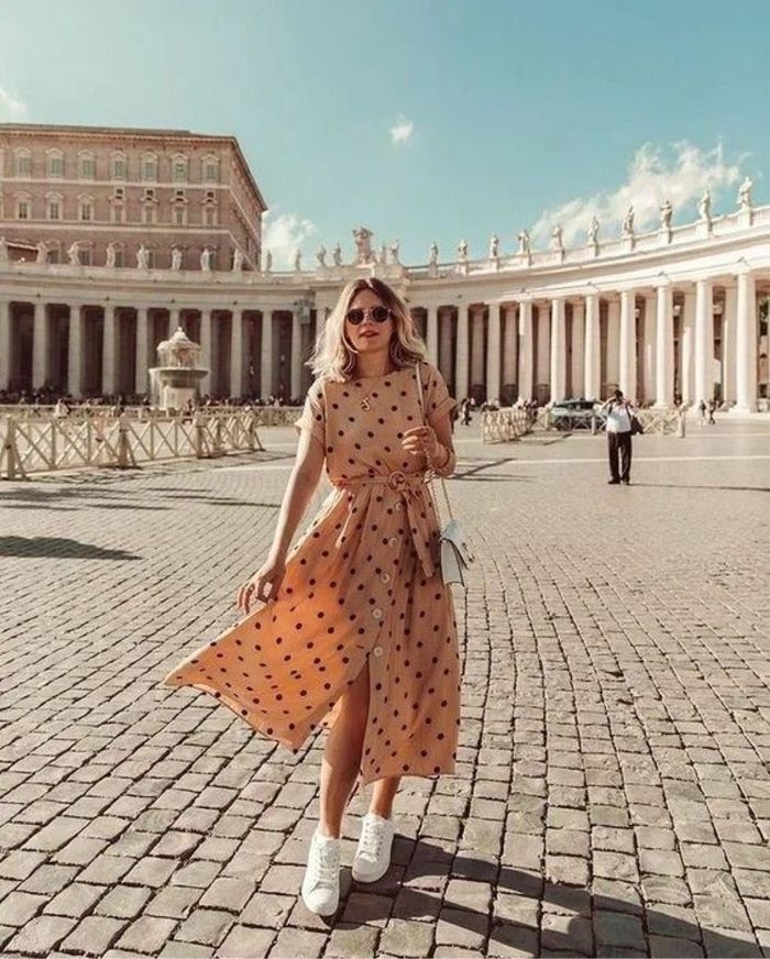 Robe longue à pois mango