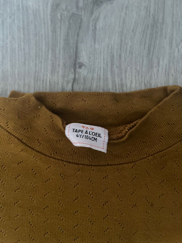 T shirt manches longues marron fille 4 ans cheval tao - photo numéro 3