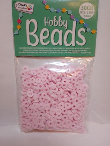 Perles de loisirs plates rose clair + fil /Craft Sensations