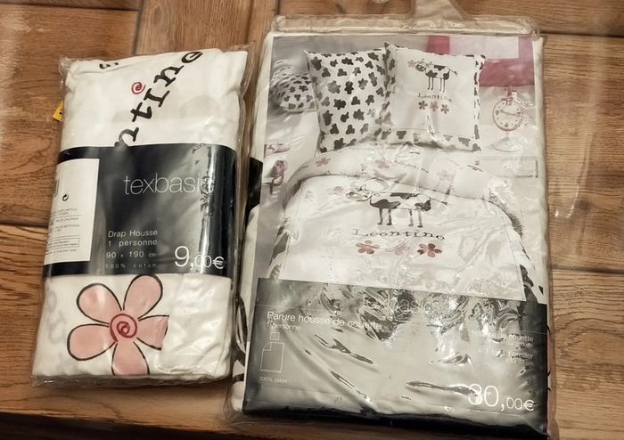 Lot parure 1 personne housse de couette/ taie d'oreiller drap housse