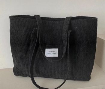 Sac noir velours côtelé 