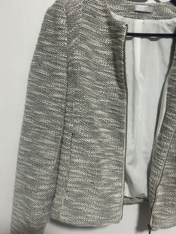 Jolie veste tissée • gris • effet tweed • Promod • Taille 38 • coton - photo numéro 2