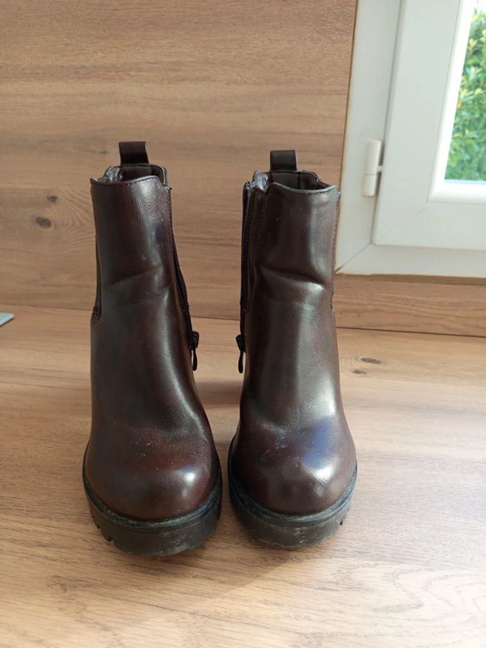 Paire de bottines à talons marron pointure 36 - photo numéro 5