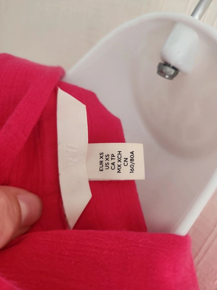 Chemise oversize effet gaze de coton rose framboise H&M XS - photo numéro 10