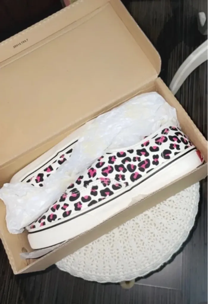Baskets Femme ANDY-Z Neuves Motif Léopard Rose & Noir - Taille 37 - photo numéro 2