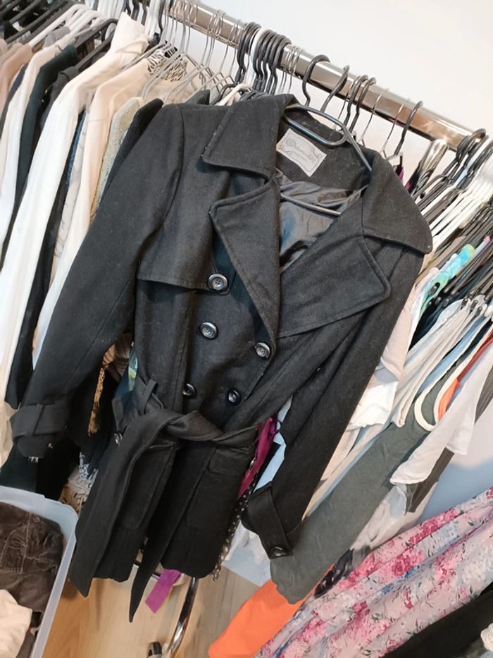 Manteau trench laine noir 40 - photo numéro 7