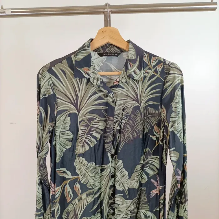 Robe longue imprimé tropical LCW Modest taille 38 viscose fluide manches longues A1556 - photo numéro 2