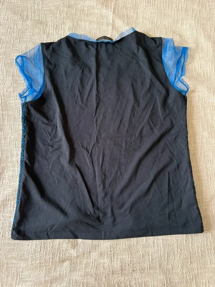 T-shirt bleu et noir style Cop Copine – Taille 40 - photo numéro 2