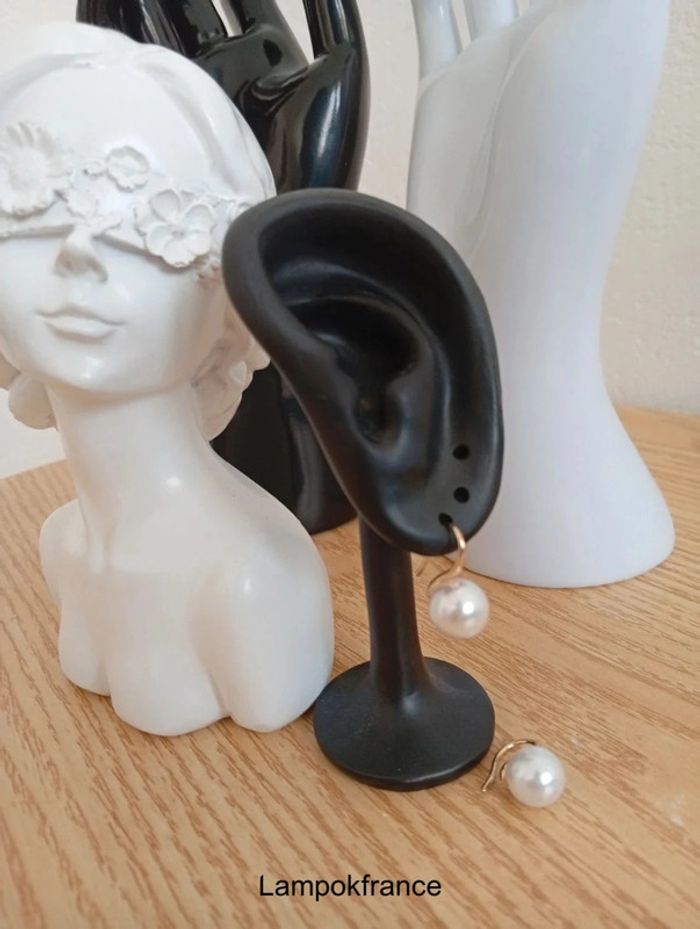 Boucles d'oreilles d'orée a perle blanche femme fêtes soirée chic mariage anniversaire