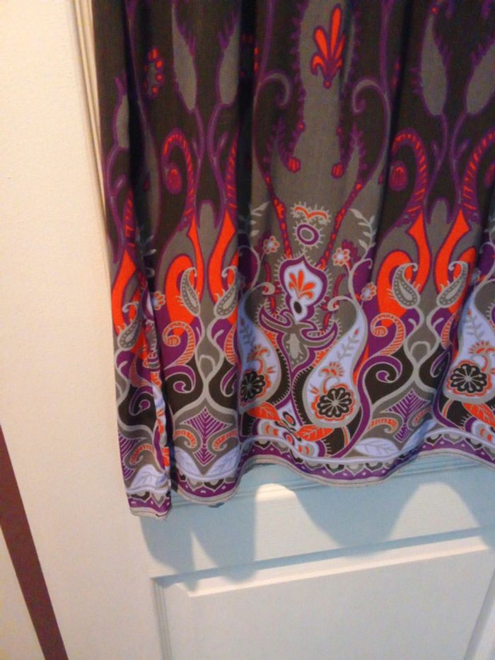 Robe voilage doublée marron motifs bariolés Esprit taille 42 - photo numéro 5