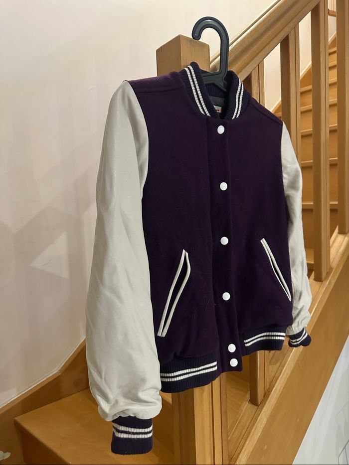Veste bombers Bonpoint Paris taille 12 ans manches et détail en cuir - photo numéro 2
