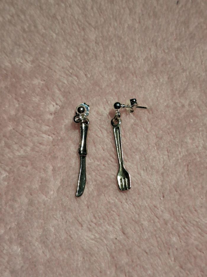 Boucles d'oreilles couteau et fourchette - photo numéro 3
