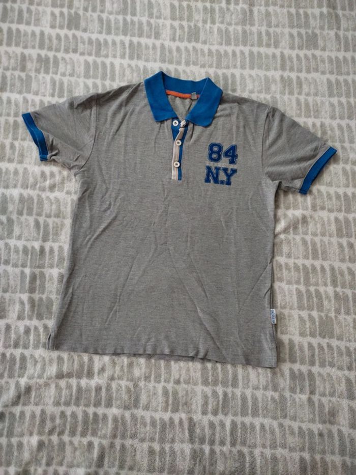 Tee-shirt polo manches courtes gris bleu Redskins 16 ans - photo numéro 1