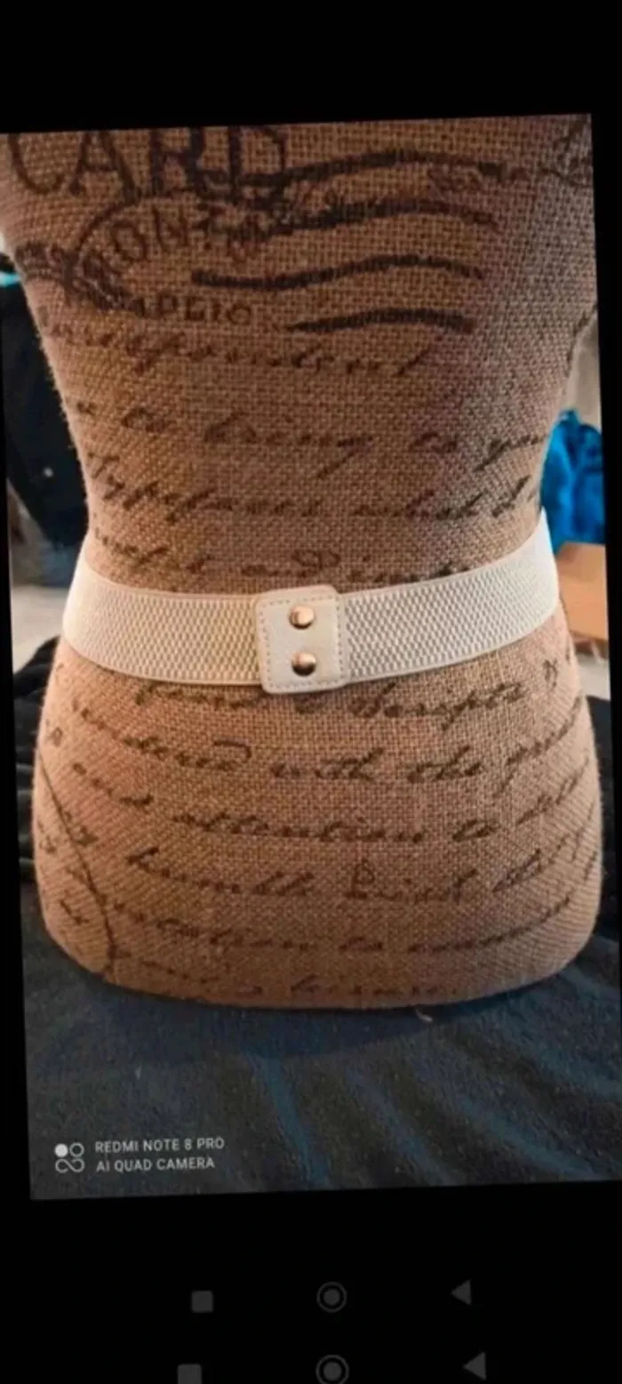 Ceinture plaque doré beige élastique 70/90 cm - photo numéro 6