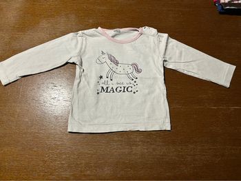 T-shirt manche longue blanc licorne