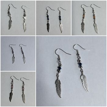 Boucles d'oreilles pendantes plume