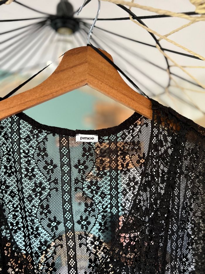 Top Blouse Dentelle Noire Pimkie Manches Chauve-Souris - photo numéro 7