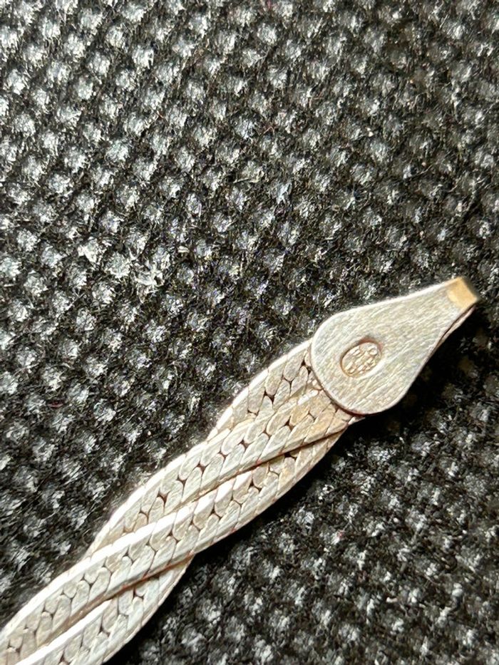 Beau collier plat en argent massif tressé femme TBE - photo numéro 5