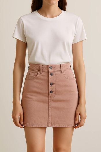 Mini jupe en jean vieux rose Pull & Bear – taille S