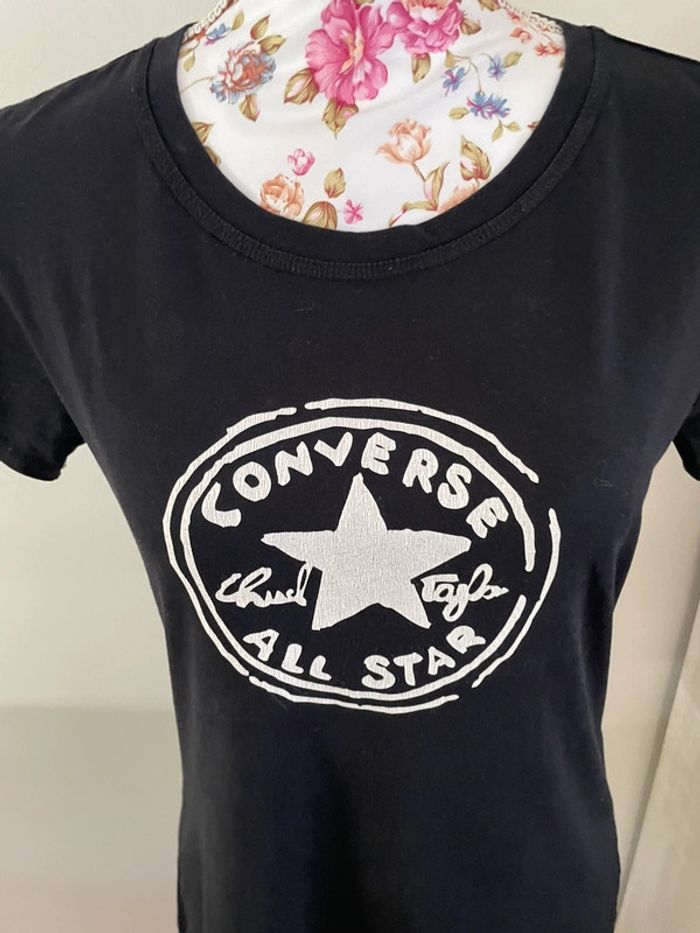 T-shirt converse femme noir logo blanc - photo numéro 3