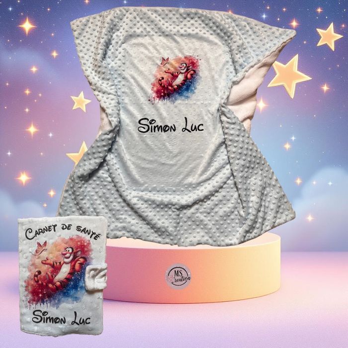 Ensemble couverture et protège carnet tigrou