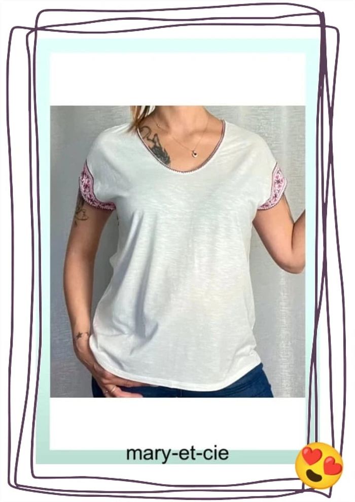 Blouse manches courtes taille M - Caroll - 50 % coton, 50 % viscose - photo numéro 3