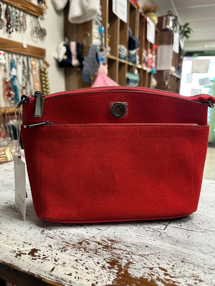 Sac à main cuir rouge Rodier