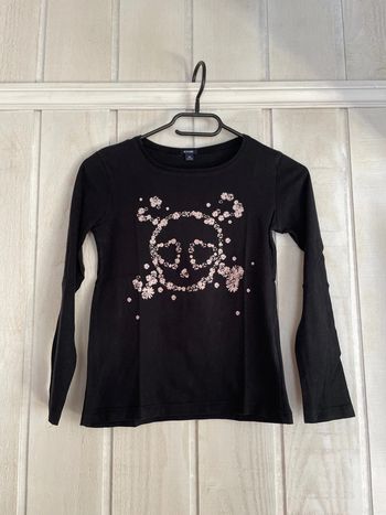 T-shirt ML noir tête de mort - Kiabi - 10ans
